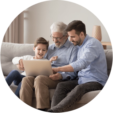 family on laptop