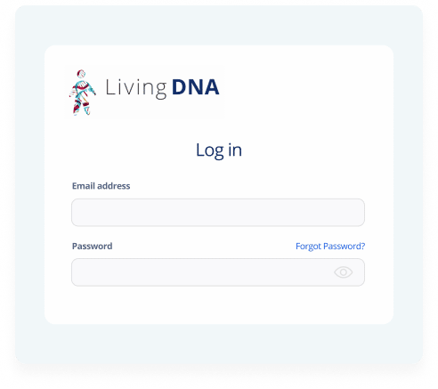 living dna login screen